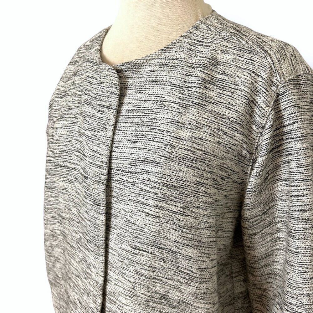 Eileen Fisher Longline Blazer Jacket Snap Button Pockets Textured Tweed Sz PL - Picture 2 of 10